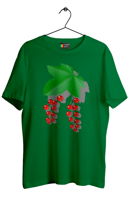 Футболка чоловіча з принтом "Порічки Червоні". Делікатес, зріла, їжа, листя, літо, порічки, порічки червоні, смачно, смородина, стигла, урожай, червона, червона смородина, ягідка, ягода, ягоди. 2070702