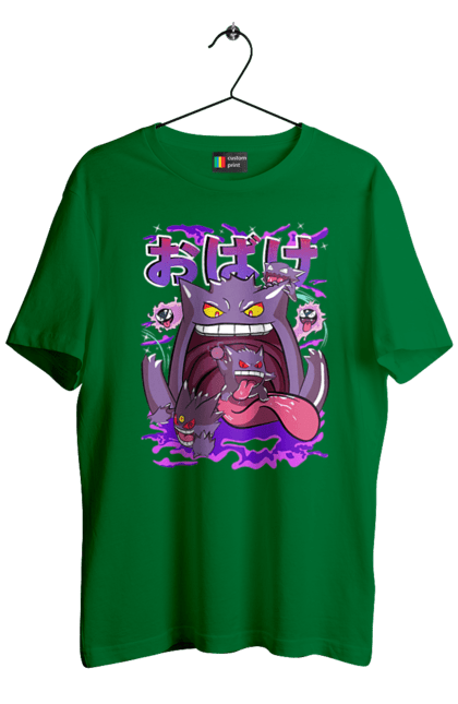 Men`s t-shirt with prints Pokemon Gengar. Anime, fushigibana, games, gengar, nintendo, pokemon, pokemon go. 2070702