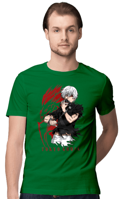 Футболка чоловіча з принтом "Токійський гуль". Kaneki ken, tokyo ghoul, аніме, драма, жахи, канеки кен, канекі кен, манга, токійський гуль, фантастика. 2070702