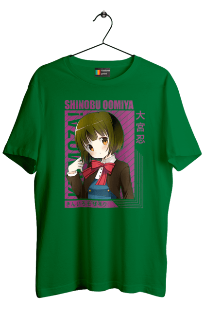 Men's t-shirt with prints Kiniro Mosaic Shinobu Omiya. Anime, gold mosaic, kiniro mosaic, kinmoza, manga, shinobu, shinobu omiya. 2070702