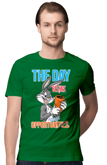 Men's t-shirt with prints Bugs Bunny. Bugs bunny, cartoon, looney tunes, merrie melodies. 2070702