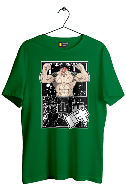 Футболка чоловіча з принтом "Боєць Бакі Ханаяма Каору". Anime, baki, baki the grappler, kaoru hanayama, manga, аніме, боєць баки, манга, ханаяма, ханаяма каору. 2070702