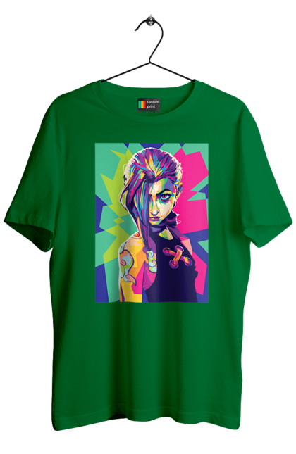 Men's t-shirt with prints Arcane. Animated series, arcane, fantasy, fortiche, jinx, league of legends, riot games, wai. 2070702