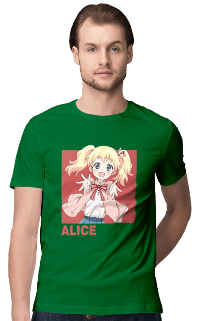 Футболка чоловіча з принтом "Золота мозаїка Аліса Картелет". Alice cartelet, anime, kiniro mosaic, kinmoza, manga, аліса, аліса картелет, аніме, золота мозаїка, манга. 2070702