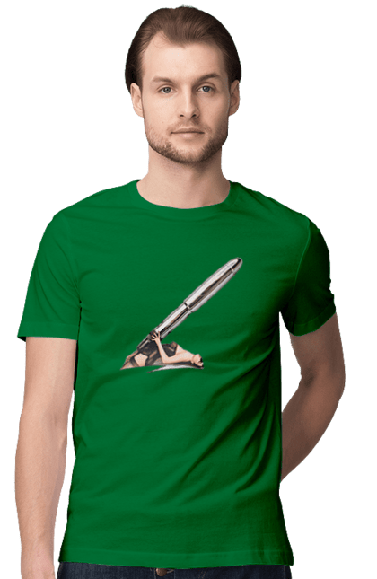 Men`s t-shirt with prints Great Patron. Bullet, cartridge, girl. 2070702