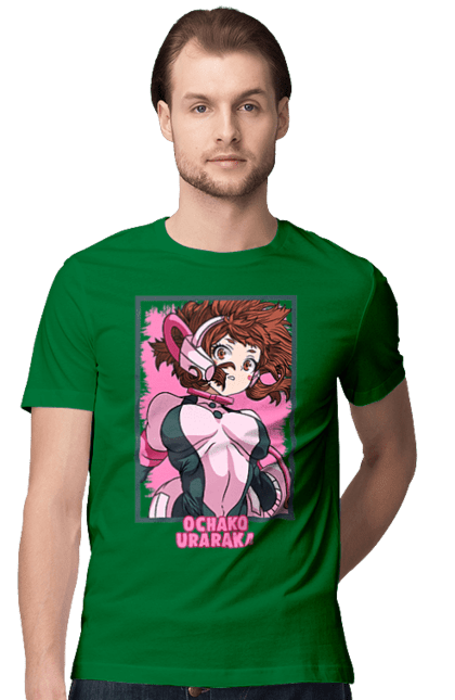 Футболка чоловіча з принтом "Моя академія героїв Урарака". My hero academia, ochako, uraraka, uraraka ochako, академія юей, аніме, манга, моя геройська академія, очако урарака, урарака. 2070702