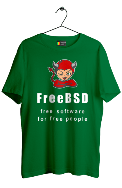 Футболка чоловіча з принтом "Freebsd Для Вільних". Bsd, freebsd, unix, адміністратор, айті, айтішник, безкоштовна, безкоштовно, бестія, білий, вільна, демон, демонесса, доступність, незалежність, операційна система, ос, програміст, програмне забезпечення, свобода, сисадмін, система, системний адміністратор, софт, текст, червоний. 2070702