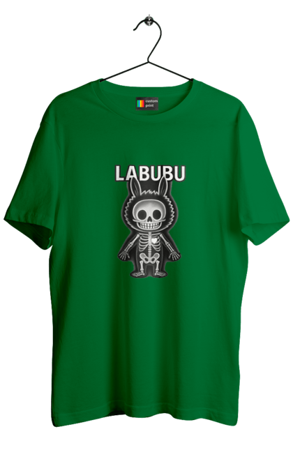 Футболка чоловіча з принтом "Лабубу". Анатомія, кістки, лабубу, миложутко, мінімалізм, рентген, серце` що світиться, скелет, череп, чорнобіле. 2070702