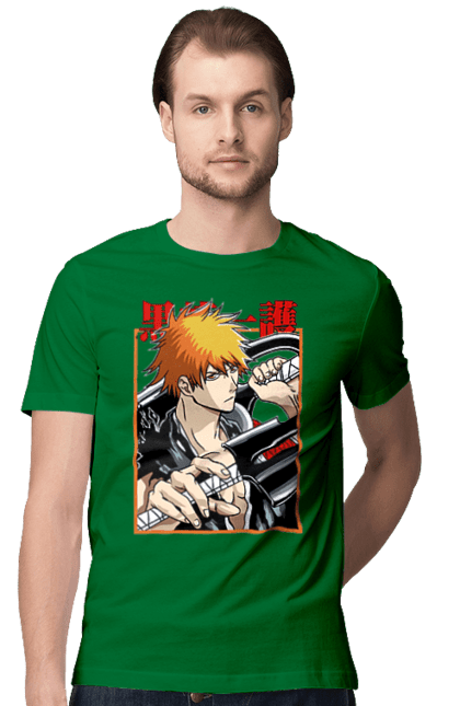 Футболка чоловіча з принтом "Бліч Куросакі Ічіґо". Anime, bleach, ichigo kurosaki, manga, аніме, бліч, ічіго, куросакі ічіґо, манга. 2070702