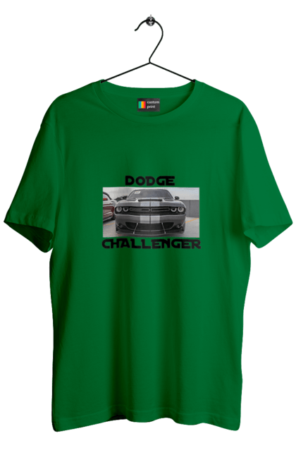 Men`s t-shirt with prints Dodge challenger. An american legend, car, cult car, dodge challenger, oil car, powerful car. 2070702