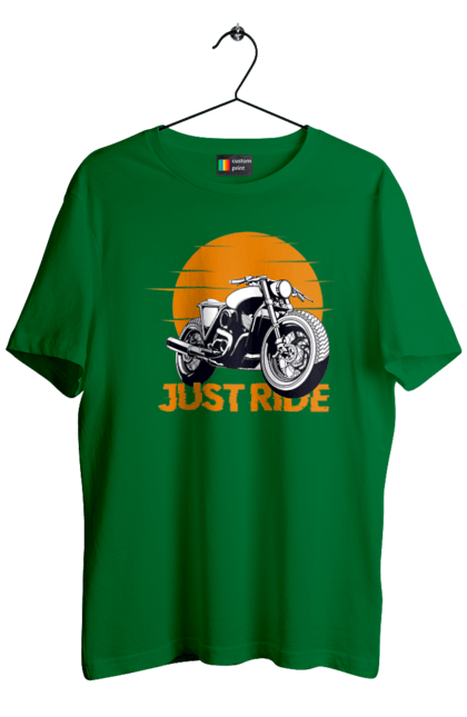 Футболка чоловіча з принтом "Мотоцикл, Просто Їдь". Дорога, їзда, мотоцикл. 2070702