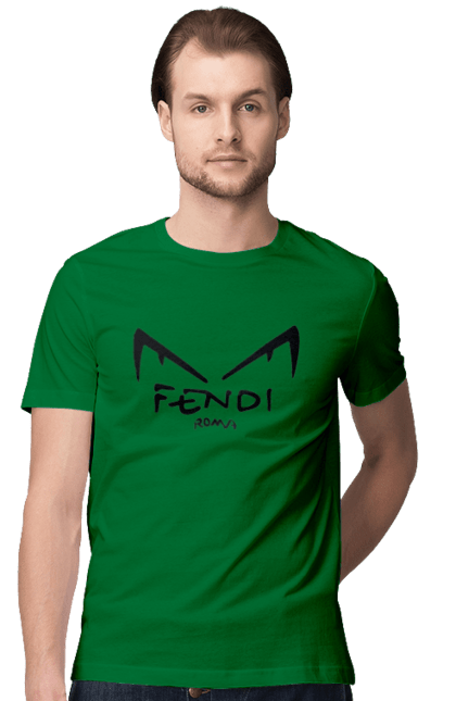 Men's t-shirt with prints Fendi. Bag, brand, clothes, fashion, fashion house, fendi, italy, luxury, lvmh. 2070702