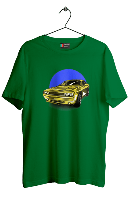 Футболка чоловіча з принтом "Український спорткар". Авто, додж челенджер, маслкар, машина, потужне авто, спорткар, український спорткар, швидкість. 2070702
