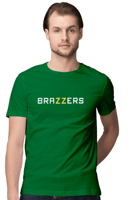 Футболка чоловіча з принтом "Brazzers". Brazzers, hub, porn, porn hub, pornhub, бразерс, браззерс, зсу, порно хаб, порнохаб. 2070702