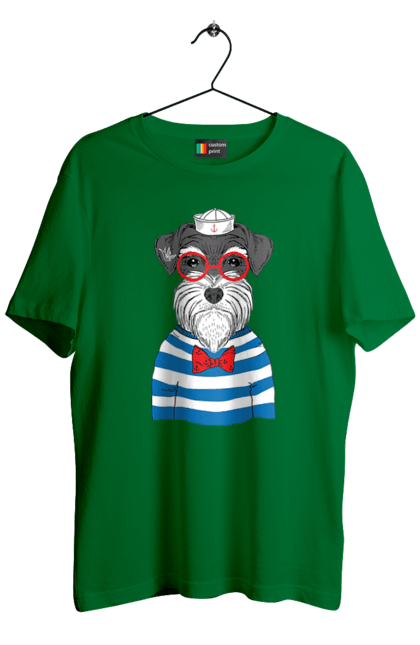 Футболка чоловіча з принтом "Собака моряк". Матроська, море, моряк, окуляри, собака. futbolka.stylus.ua