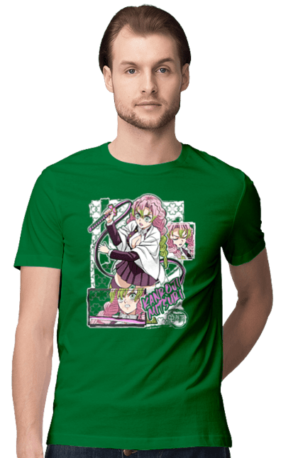 Men's t-shirt with prints Demon Slayer Mitsuri. Anime, demon slayer, giyu tomioka, manga, mitsuri, mitsuri kanroji, serial. 2070702