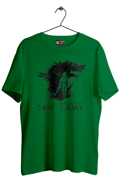 Men's t-shirt with prints Game of Thrones Arya. Arya, game, got, not today, stark, starks, thrones, tv show, wolf, wolves. 2070702