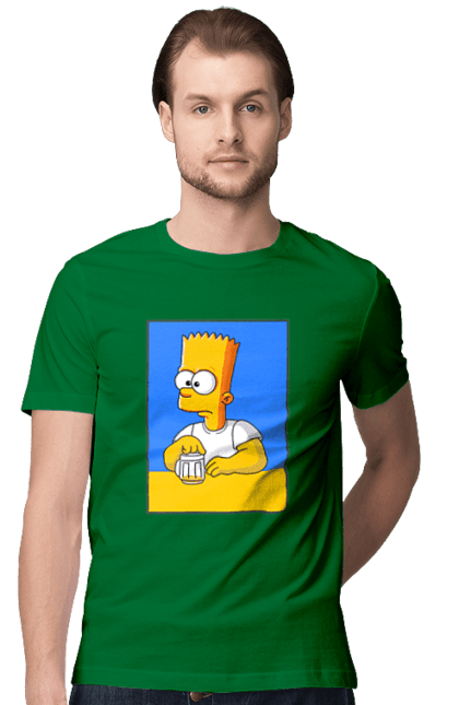 Футболка чоловіча з принтом "Барт любитель пива". Барт, барт сімпсон, мультперсонажі, мультфільми, сімпсони, український прапор. 2070702