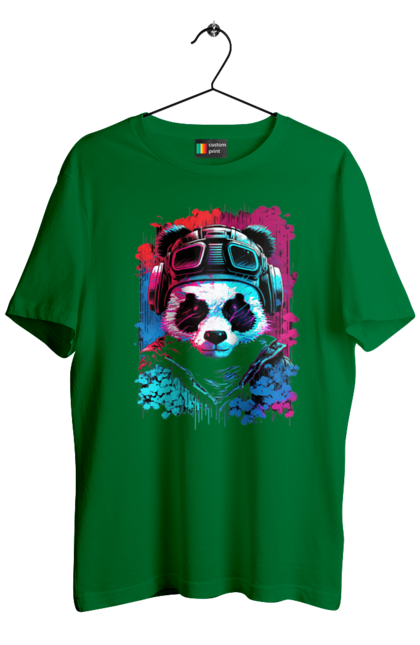 Футболка чоловіча з принтом "Панда в VR шолом". Віртуальна реальність, гік, панда, персонаж, шолом. 2070702