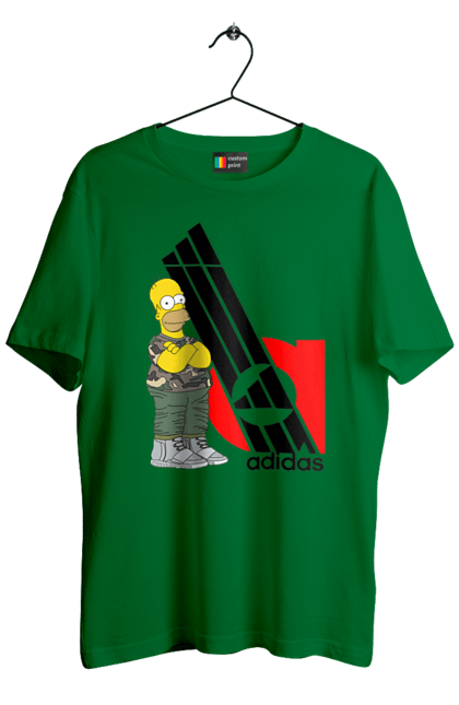 Футболка мужская с принтом Adidas Гомер. Adidas, homer, simpson, адидас, гомер, мультсериал, сериал, симпсоны. 2070702