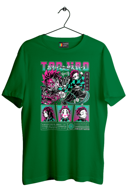 Men's t-shirt with prints Demon Slayer Tanjiro. Anime, demon slayer, kamado tanjiro, manga, tanjiro. 2070702