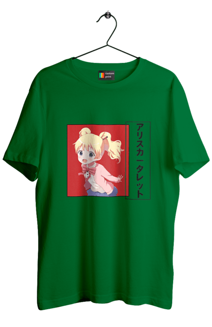 Men's t-shirt with prints Kiniro Mosaic Alice Cartelet. Alice, alice cartelet, anime, gold mosaic, kiniro mosaic, kinmoza, manga. 2070702