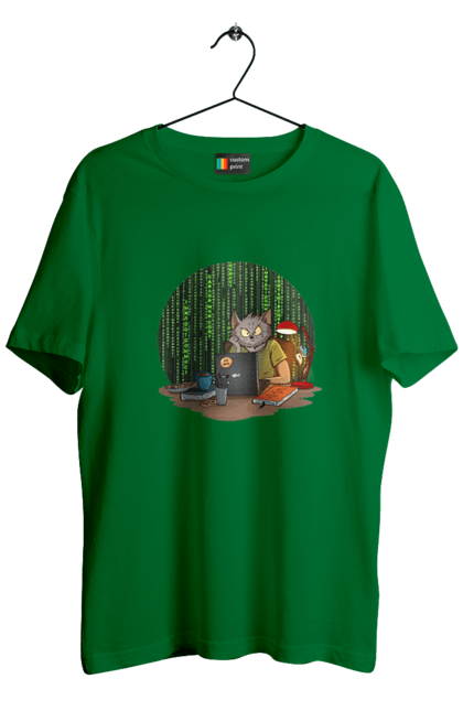 Футболка чоловіча з принтом "Кіт програміст". Angular, c, css, html, it, javascript, jquery, php, python, react, svelt, vue, айтишник, айті, гумор, код, кодувати, прогер, програміст, програмісти, ти ж, ти ж програміст, тиж програміст. 2070702