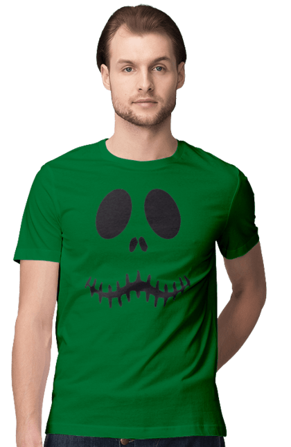 Men's t-shirt with prints Halloween pumpkin face. Costume, halloween, holiday, october, october 31, pumpkin, scary, sweets, trick or treat. 2070702