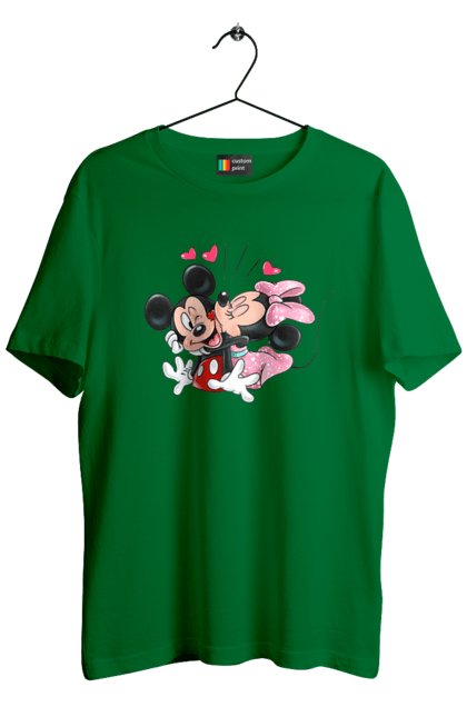 Men's t-shirt with prints Mickey Mouse and Minnie Mouse. Cartoon, disney, mickey, mickey mouse, minnie mouse. 2070702