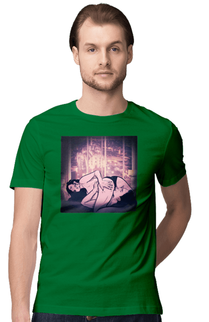 Футболка чоловіча з принтом "Дорослі Ігри На Тлі Міста". Гола, кохання, лизати, трусики. 2070702