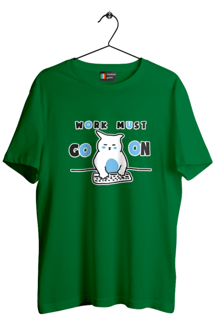 Футболка чоловіча з принтом "Робота не вовк". Айті, кіт, коти, котики, робота. 2070702