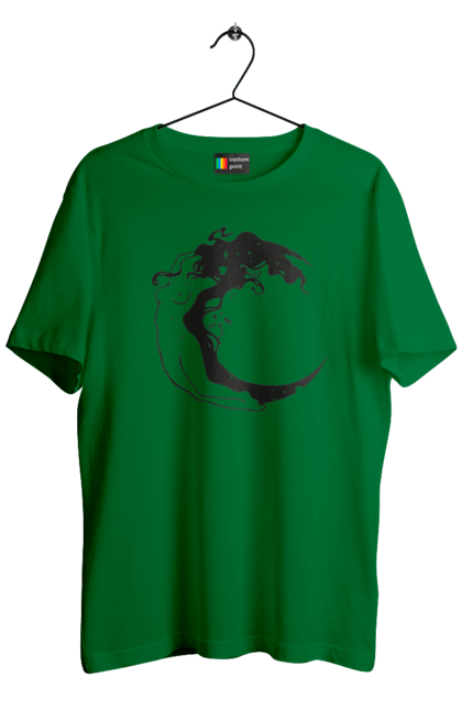 Men`s t-shirt with prints Moon girl. Cosmic, girl, moon, space, stars. 2070702