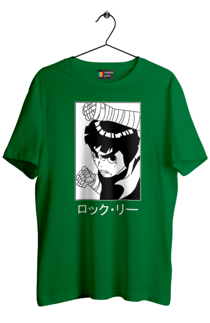 Men's t-shirt with prints Naruto Rock Lee. Anime, manga, naruto, rock lee, shinobi, team guy. 2070702