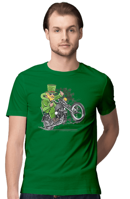Men`s t-shirt with prints Patrick On A Motorcycle. Holiday, motorcycle, patrick. 2070702