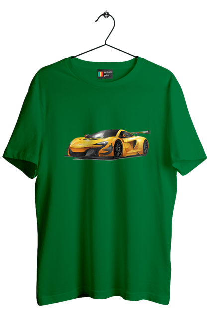 Футболка чоловіча з принтом "Спорткар". Автомобіль, жовтий автомобіль, жовтий спорткар, спорт, спорткар. 2070702