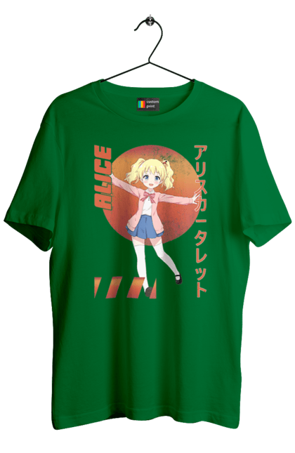 Men's t-shirt with prints Kiniro Mosaic Alice Cartelet. Alice, alice cartelet, anime, gold mosaic, kiniro mosaic, kinmoza, manga. 2070702