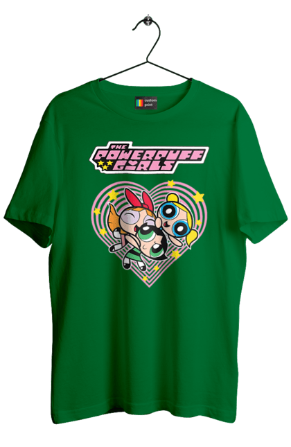 Men's t-shirt with prints Powerpuff Girls. Animated series, blossom, bubbles, buttercup, cartoon network, cool girls, heart, powerpuff girls. 2070702