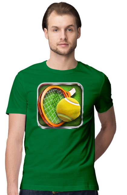 Men`s t-shirt with prints Tennis. Ball, ground tournament, london, players, prize fund, racket, sponsor, tennis, tournament grid. 2070702