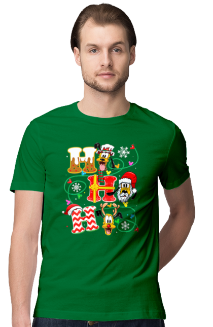 Men's t-shirt with prints Merry Christmas. Cartoon, christmas, christmas, deer, disney, holiday, merry christmas, santa. 2070702