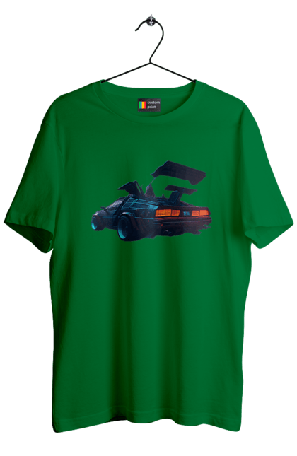 Men`s t-shirt with prints DeLorean from back to the future. Car, delorean, from film. 2070702