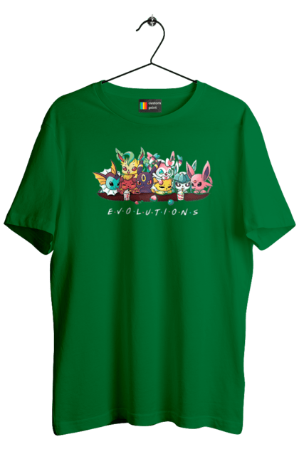 Футболка чоловіча з принтом "Покемон Еволюція". Аніме, відеогра, герої відеоігри, гра, для дітей, кишеньковий монстр, ловити покемонів, манга, мультики, покемон. 2070702