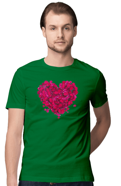 Men`s t-shirt with prints Heart From Rose Petals. Petals, rose flower. 2070702