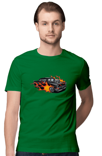 Men`s t-shirt with prints Fire Machine. Car. 2070702
