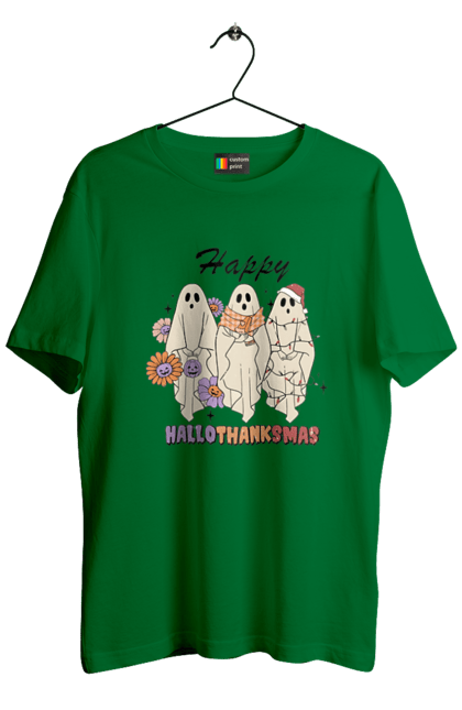 Men's t-shirt with prints Halloween Ghost. Costume, ghost, halloween, holiday, october, october 31, scary, sweets, trick or treat. 2070702