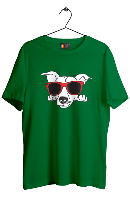 Men`s t-shirt with prints The Dog Peeks Out. Dog, glasses, peep out. 2070702