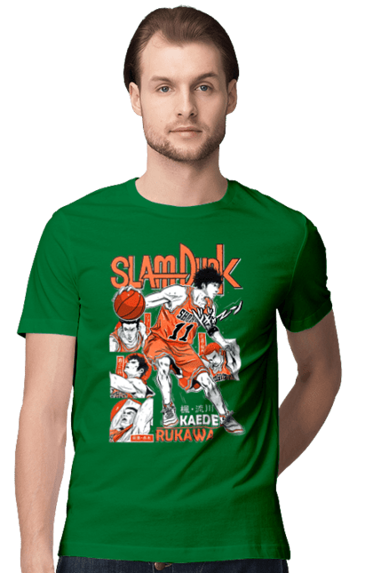 Men's t-shirt with prints Slam Dunk Kaede Rukawa. Anime, basketball, comedy, kaede rukawa, manga, school, shonen, slam dunk, sports anime. 2070702