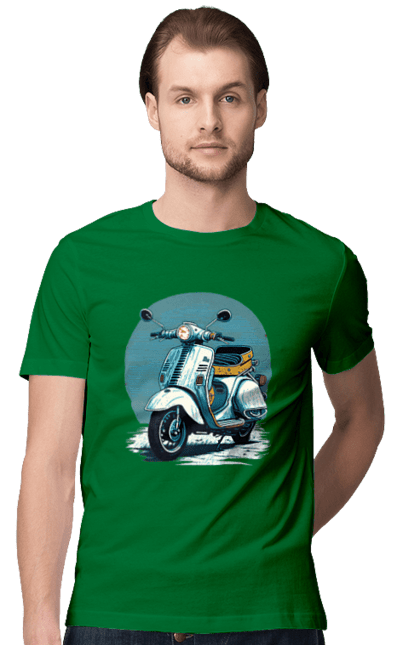 Футболка чоловіча з принтом "Мопед". Відпочинок, літо, мопед, скутер, швидкість. 2070702