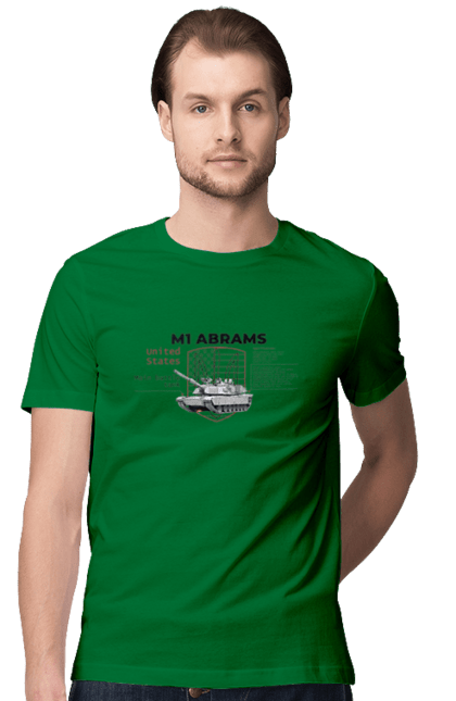 Men`s t-shirt with prints M1 Abrams. Abrams, industrious, m1 abrams, tank, weapon. 2070702