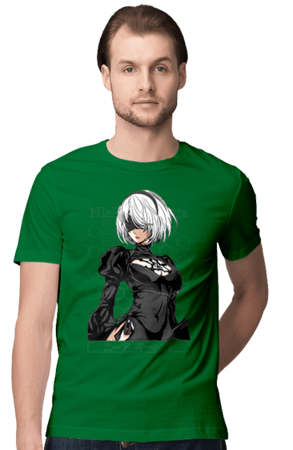 Men's t-shirt with prints Nier: Automata 2B. Character, executioner, game, nier: automata, platinum games, video game, yorha. 2070702