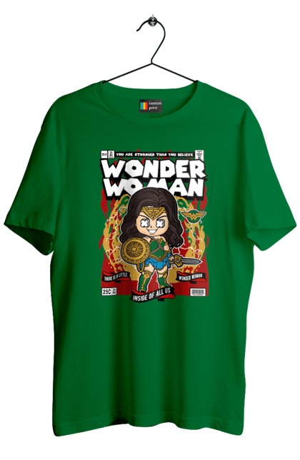 Футболка чоловіча з принтом "Wonder Woman". Жінка, комікси, комікси dc, чудова жінка. Funkotee